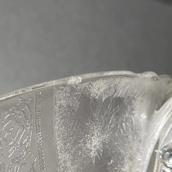 Vintage Heisey Glass Antarctic Etched Clear Bowl Four Toe Two Handle Rare 8.75" - Picture 10 of 10